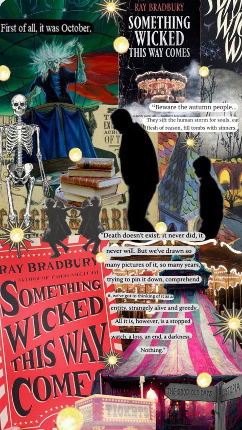 Something Wicked This Way Comes, by Ray Bradbury Ray Bradbury Books, Cool Lock Screen Wallpaper, Classic Horror Movies Posters, Something Wicked, Ray Bradbury, Classic Horror Movies, Horror Movie Posters, Classic Horror, Kpop Wallpaper