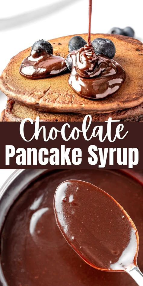 Chocolate Pancake Syrup, Pancake Chocolate Sauce, Chocolate Sauce For Pancakes, Homemade Chocolate Pancakes, Chocolate Syrup For Pancakes, Sauce For Pancakes, Pantry Mixes, Pancake Syrup Recipe, Chocolate Pancake