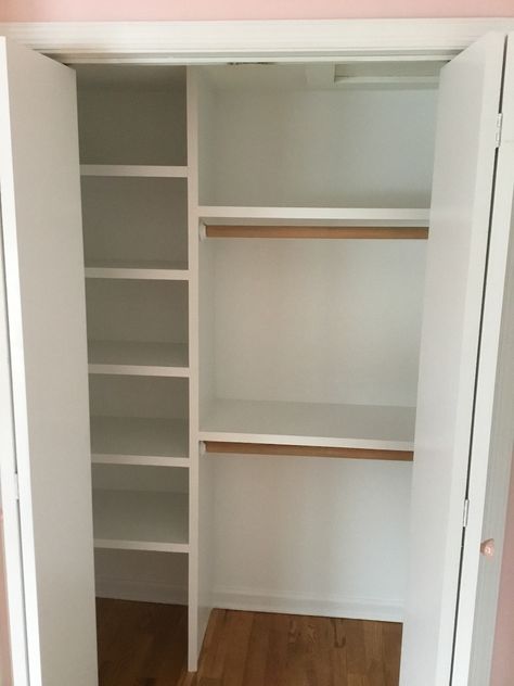 Add Shelves To Closet, Small Closet Shelving, Diy Closet Shelves, Small Linen Closets, Deep Closet, Closet Small Bedroom, Closet Redo, Bedroom Closets, Closet Planning