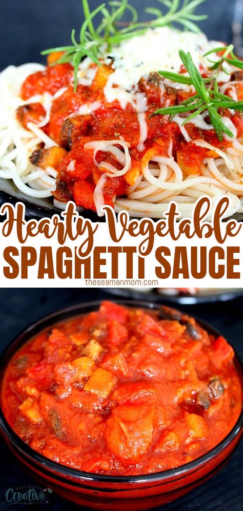 Trying to get your kids to eat more vegetables? This hearty, bright and colorful Vegetable Spaghetti Sauce recipe is full of healthy ingredients and so flavorful, will please any picky eater. #easypeasycreativeideas #sauce #pasta Spaghetti Sauce Vegetables, Spaghetti Sauce With Veggies, Spaghetti Sauce With Vegetables, Veg Spaghetti Recipes, Veggie Spaghetti Recipes, Vegetable Spaghetti Sauce, Loaded Spaghetti, Veggie Spaghetti Sauce, Veggie Spaghetti