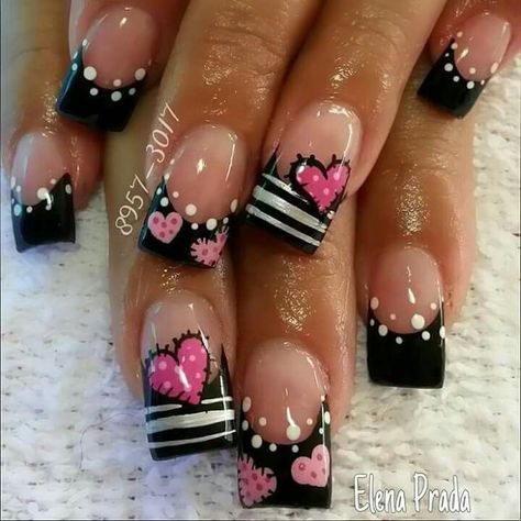 Y2k 2000s Nails, Rocker Nails Designs, Scene Nails, 2000s Nails, Gyaru Nails, Punk Nails, Edgy Nails, Goth Nails, Grunge Nails