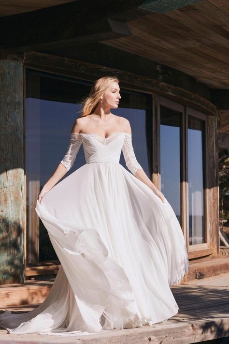 Tux Prom, Wtoo Wedding Dress, Effortless Wedding, Wtoo By Watters, Sleeves Wedding Dress, Full Gown, By Watters, Bridesmaid Style, Whimsical Wedding