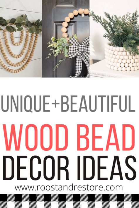 Roost + Restore | Renewing Old Fashioned Homemaking Boho Bead Garland Decor, Using Wooden Beads To Decorate, How To Decorate With Wood Bead Garland, How To Decorate With Beads Garland, Decorate With Wood Bead Garland, How To Decorate With Bead Garland, Decorating With Wooden Bead Garland, Ideas For Wooden Beads, How To Decorate With Beads