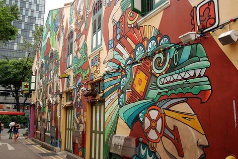 STREET ART – Colombian artist « JabaOne» with his Aztec murals in Singapore — Steemit Acid Art, Sidewalk Art, Mexico Art, Art Installations, Game Inspiration, Graffiti Artist, Red Flag, Star Sky, Mural Art