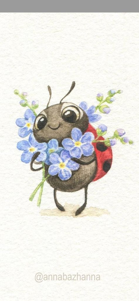 Kraf Kertas, A Ladybug, Lady Bugs, A Bug, Dessin Adorable, Art Drawings Simple, الرسومات اللطيفة, Whimsical Art, 귀여운 동물