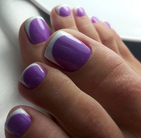 2024 Summer Toe Nail Colors & Designs: Trendy Gel, Polish, and Art Ideas Nails Feet Pedicure, Purple French Tip Nails, Purple French Tip, Purple Toe Nails, Feet Pedicure, Nails Feet, Purple French, Violet Nails, Toenail Designs