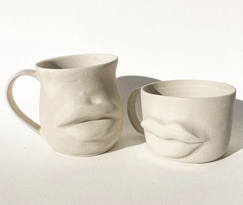 Ceramic Lips, Sculpting Lips Clay, Lips Ceramics, Ceramic Mug With Face, Face Mugs Ceramic, Face Cups Ceramics, Clay Building, Why Not, Cray Cray