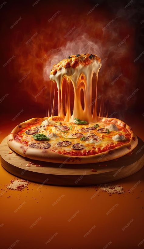 Premium Photo | A pizza with a slice of pizza being melted on it Pizza Pictures, Pizza Menu, Slice Of Pizza, Flowers Craft, Pizza Lovers, Pizza Slice, A Pizza, World Famous, Premium Photo