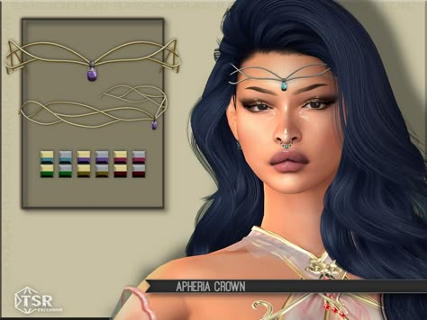 Sims 4 Fairy Cc Maxis Match, Olive Crown, Fantasy Cottagecore, Queen Fairy, Sims 4 Wedding Dress, Egyptian Hairstyles, Elf Tiara, Sims Accessories, Egyptian Makeup