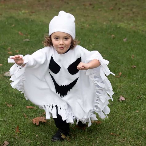 No-Sew Ghost Costume - Toddler Ghost Costume, Ghost Costume Kids, Vampire Costume Diy, Witch Costume Diy, Pirate Costume Diy, Diy Couples Costumes, Ghost Halloween Costume, Ghost Diy, Ghost Costume