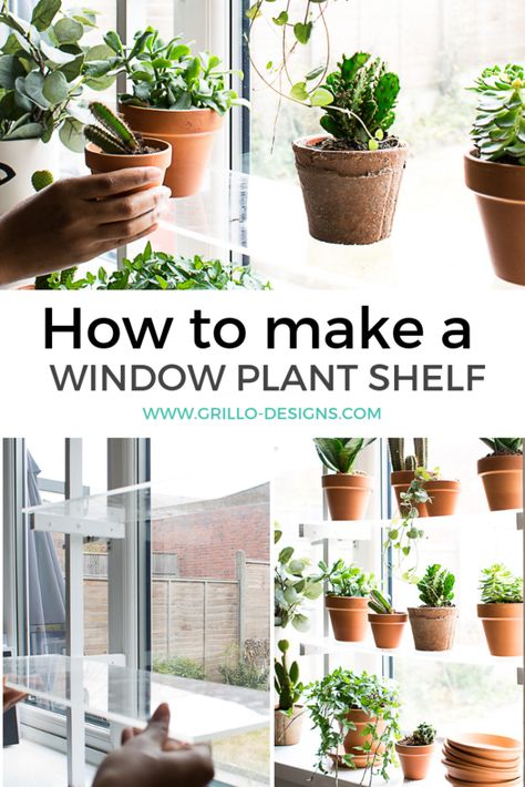 Diy window plant shelf - Step by step tutorial on how to create indoor floating window shelves Clear Window Plant Shelf, Diy Window Plant Shelf, Orchid Shelf, Plant Organization, Window Plant Shelf, Ikea 2015, Displaying Plants, Mason Jar Herb Garden, Window Shelf