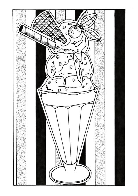 This FREE ice cream coloring page features a glass dish straight out of a 1950s diner. #FaveCrafter #coloring #adultcoloring 1950s Coloring Pages, Coloring Wall, 1950s Diner, Ice Cream Coloring Pages, Painted Pictures, Food Coloring Pages, Cream Art, Sock Hop, Senior Activities