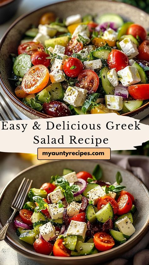 Savor the taste of our Easy & Delicious Greek Salad Recipe! Loaded with fresh vegetables, olives, and feta cheese, this salad is tossed in a simple vinaigrette for a burst of flavor. It’s a perfect accompaniment to grilled meats or as a light meal on its own. This refreshing salad is easy to make and a wonderful way to enjoy seasonal produce! Chicken Salad With Feta Cheese, Classic Greek Salad Recipe, Salad Recipes For Dinner Party, Simple Greek Salad, Greek Salad Recipe, Japanese Bread, Feta Cheese Salad, Simple Vinaigrette, Greek Salad Recipes