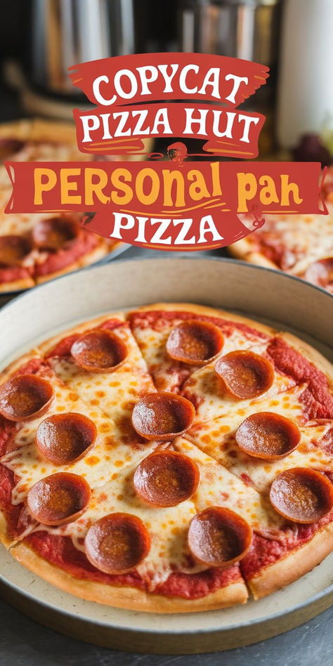 This Copycat Pizza Hut Personal Pan Pizza recipe gives you all the flavor of the original, with a crispy, buttery crust and loads of cheese and toppings—perfect for a mini pizza feast! Pizza Hut Pizza Recipe, Pizza Hut Pan Pizza Recipe, Pizza Hut Personal Pan Pizza, Personal Pan Pizza Recipe, Copycat Pizza Hut, Pizza Hut Pan Pizza, Personal Pan Pizza, Pan Pizza Recipe, 2 Ingredient Pizza Dough