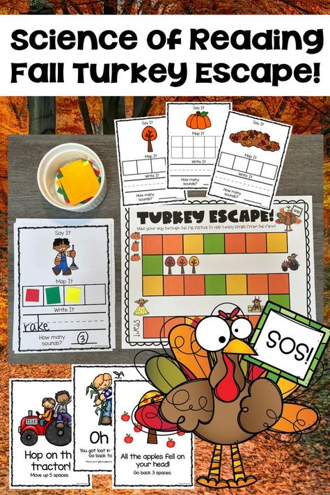 Ell Activities, English Language Learners Activities, Thanksgiving Readings, Phonological Awareness Activities, Thanksgiving Kindergarten, Thanksgiving Writing, Thanksgiving Activity, Kindergarten Themes, The Science Of Reading