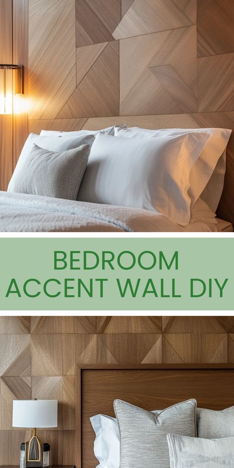 This pin showcases inspiring DIY accent wall ideas for transforming your bedroom. Featuring two images that highlight creative color, wallpaper and texture options, perfect for any fab look. Wall Headboard Ideas Diy, Headboard Ideas Diy, Diy Accent Wall Ideas, Wall Headboard Ideas, Wall Headboard, Bold Paint Colors, Diy Wood Wall, Diy Accent Wall, Headboard Ideas