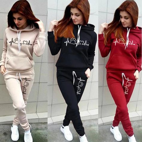 Pants Set Outfit Women, Sport Suit Women, Hoodie And Sweatpants, Jogging Suit, Hoodie Set, Sports Sweatshirts, Winter Sweatshirt, Tracksuit Women, Hooded Sweater