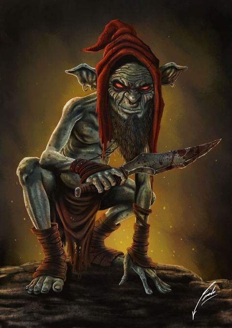 Redcap Goblin, Scary Goblin, Goblin Dnd, Goblin Pictures, Dnd Rogue, Magic Inspiration, Rogue Assassin, Goblin Art, Goblin King