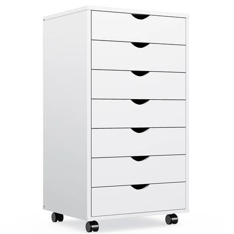 Latitude Run® Eurika 18'' Wide 2 -Drawer Mobile File Cabinet | Wayfair Wood File Cabinet, Artist Workspace, Laundry Room Hacks, Home Office White, Storage Dresser, Drawer Rails, Wood File, Office Storage Cabinets, Mobile File Cabinet