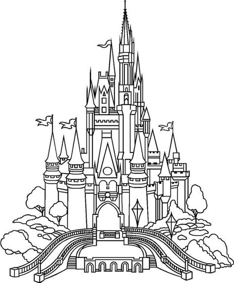 Castle Coloring Pages | 65 images Free Printable Disney Castle Drawing, Chateau Disney, Cinderella Coloring Pages, Castle Coloring Page, Disney Cinderella Castle, Disney World Castle, Disney Activities, Disney Princess Castle, Castle Drawing