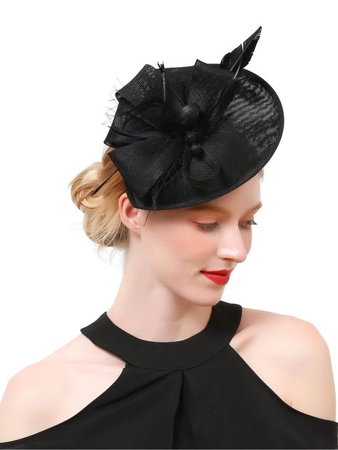 1pc Women Bow & Feather Decor Fascinator Headband, For Tea Party | SHEIN USA Bride Hair Accessories Headpieces, Derby Headband, 1920s Headband, 1920s Headpiece, Tea Party Wedding, Bride Headpiece, Party Headband, Feather Decor, Tea Party Hats