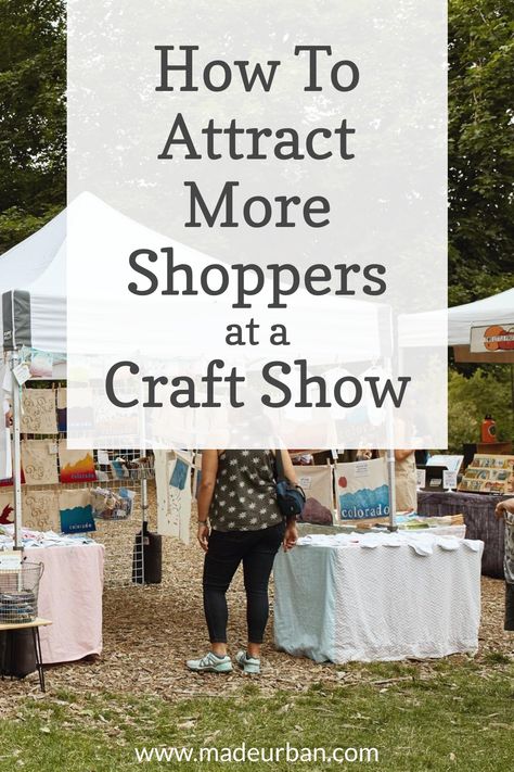 If you want to make more sales at craft shows, you must first catch the attention of more shoppers and draw them over. Here's how... First Craft Show, How To Display Doormats At Craft Show, Vendor Market Sign Ideas, Market Setup, Coastal Creations, Craft Booths, Craft Fair Booth Display, Craft Show Booths, Craft Show Booth