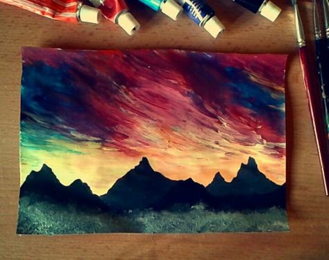 Berge  #acryl #acrylic #painting #selfmade #colorful #colors #paintbrush #mountains #sky #skyline #mist #nebel #berge #himmel #farbe #landscape #landschaft Garden Crafts, Paint Brushes, Land Scape, Nature Photography, Acrylic Painting, Canvas Painting, Canvas, Photography, Color