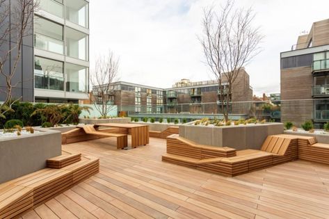 Modal Seating Feature Project | Logic Manufactured Bespoke Planter Edging, Timber Seating, Terrace Landscape, Terraced Landscaping, Terrace Furniture, Floating Table, Rooftop Lounge, Architecture Concept Diagram, Public Seating