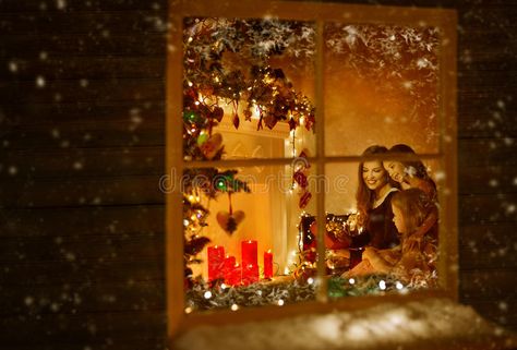 Christmas Window, Family Celebrating Holiday, Winter Night House. Christmas Wind , #AFF, #Celebrating, #Holiday, #Family, #Christmas, #Window #ad Christmas Photo Through Window, New Year Night, Moody Christmas, Lighting House, Christmas Editorial, Night House, Mother And Children, House Image, Christmas Pics