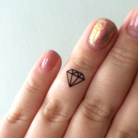 Fake Tattoos Temporary, Diamond Finger Tattoo, Under Eye Tattoo, Small Diamond Tattoo, Diamond Tattoo Designs, Tattoos Set, Barber Tattoo, Diamond Tattoo, Small Matching Tattoos