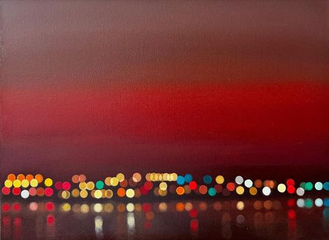 My new painting ‘Boundless’. ‘Boundless’ captures an endless horizon of bokeh lights, evoking deep nostalgia through retro brown and red hues. The lights blur the line between reality and memory, suggesting fleeting moments that are both vivid and distant. This piece invites you to lose yourself in a comforting glow, exploring endless possibilities and cherished moments from the past. This painting serves as a visual journey, where the present melts into the past, revealing the timeless conn... Blurry Painting, Blurry Art Paintings, Blurred Lights Painting, Blurred Oil Painting, Bokeh Effect Painting, Blurred Lights, Bokeh Lights, Light Painting, Blur