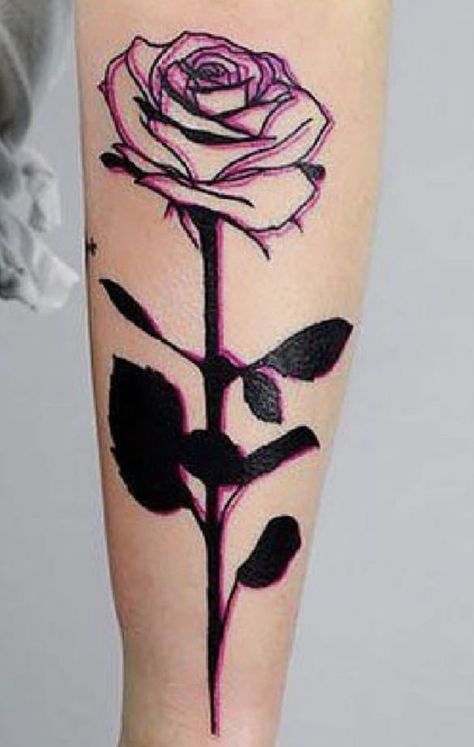 Pink Goth Tattoo, Pink And Black Tattoo Ideas, Gore Tattoos, Pink And Black Tattoo, Forearm Rose Tattoo, Pastel Goth Tattoo, Wedding Rings Tattoo, Pastel Gore, Rose Tattoo Ideas