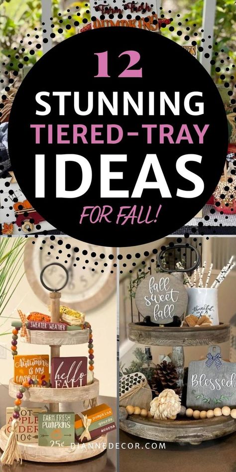 Fall Tiered Tray Decorating Ideas You'll Love Tray Decor Bedroom, Trays Decor Bedroom, Soothing Bedroom Paint Colors, Coffee Tray Ideas, Easy Diy Fall Crafts, Fall Tray Decor, Fall Tray, Diy Coffee Station, Soothing Bedroom