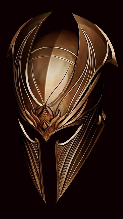 Fantasy Helmet Design Art, Fantasy Armor Helmet, Fantasy Helmet Art, Fantasy Helmet Design, Fantasy Mask Design, Helmet Fantasy, Fantasy Helmet, Armor Mask, Gold Helmet