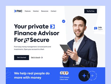 Finance Advisor Personal Website Landing Page - Website Header Exploration Design. This personal portfolio website helps any advisor to showcase their project work, experience, feedback, and more. #personalportfolio #portfolio #coach #trainer #finance #teacher #fintech #financewebsite #fintechwebsite #landingpage #websiteuidesign #websiteuidesigninspiration #inspiration #webuidesign #personaltrainer #consultant #advisor Finance Advisor, Personal Portfolio Website, Finance Website, Ui Website, Website Landing Page, Web Design Tools, Project Work, Ui Design Website, Website Header