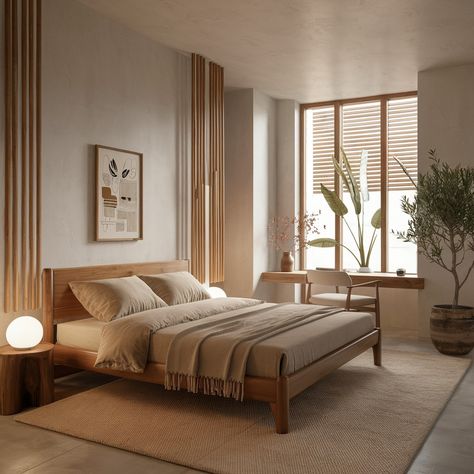 Japandi style for the perfect blend of Japanese simplicity and Scandinavian coziness🤍🌸 What’s your favorite feature of this look? #japandidesign #interiordesign #design #scandinaviandesign #scandinavianstyle Bedroom Japanese Style Modern, Bedroom Japanese Style, Japanese Simplicity, Japandi Style Bedroom, Japanese Scandinavian, Japandi Bedroom, Japanese Bedroom, Student Room, Japandi Design