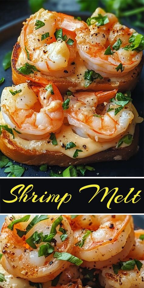 Craving a quick, delicious, and easy snack? This Shrimp Melt is a must-try! 🥖🍤 Made with juicy shrimp, melty cheese, and toasted bread, it’s a seafood twist on the classic melt. Try this recipe today! Follow for more delicious seafood and appetizer ideas. ❤️ Tap to save this pin for later! #ShrimpMelt #SeafoodSnack #EasyRecipes #SeafoodLovers #CheesyDelights #QuickMeals Shrimp Melt, Shrimp Toast Recipe, Shrimp Pizza, Baked Shrimp Recipes, Shrimp Toast, School Meals, Shrimp Appetizers, Juicy Shrimp, Shrimp Recipes For Dinner