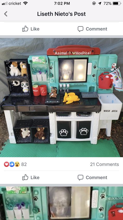 Animal Clinic, Veterinarian Play Center, Pet Hospital Dramatic Play, Vet Role Play Area, Animal Hospital Dramatic Play, Diy Vet Clinic For Kids, Kids Vet Clinic, Pretend Play Vet Clinic, Play Corner