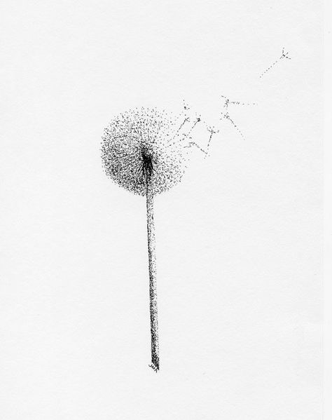 Pointalism Art, Micron Pen Art, Stippling Drawing, Dotted Drawings, Stippling Art, The Dandelion, A Dandelion, Pen Art Drawings, Pencil Art Drawings