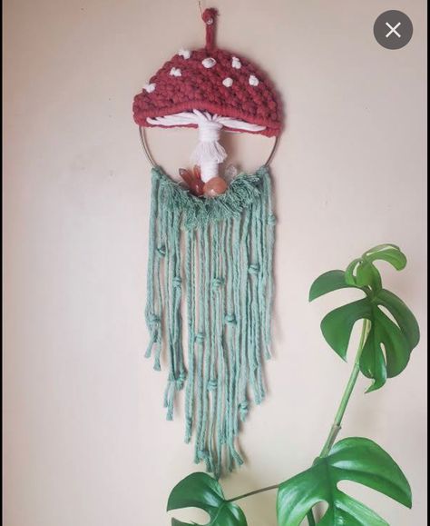 Mushroom Dreamcatcher, Macrame Squirrel, Cottagecore Macrame, Diy Macrame Mushroom, Fairy Macrame, Macrame Mushroom Wall Hanging, Beach Macrame, Harry Potter Macrame, Macrame Mushroom Tutorial