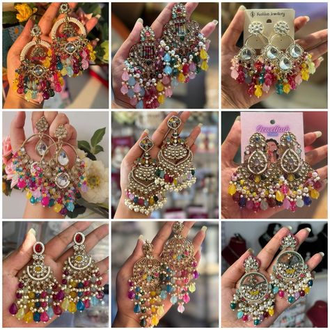 Multicoloured Beauties ❤️ Prices: 1. ₹599/- 2. ₹599/- 3. ₹450/- 4. ₹550/- 5. ₹599/- 6. ₹550/- 7. ₹475/- 8. ₹499/- 9. ₹499/- Free Shipping in india #jewelry #trending #jodhpur #hotsellingproduct #earings #haldijewellery #wedding #gifts #beauty #fashion #instadaily Jewelry Trending, India Jewelry, Jodhpur, Beauty Fashion, Wedding Gifts, India, Things To Sell, Free Shipping, Gifts