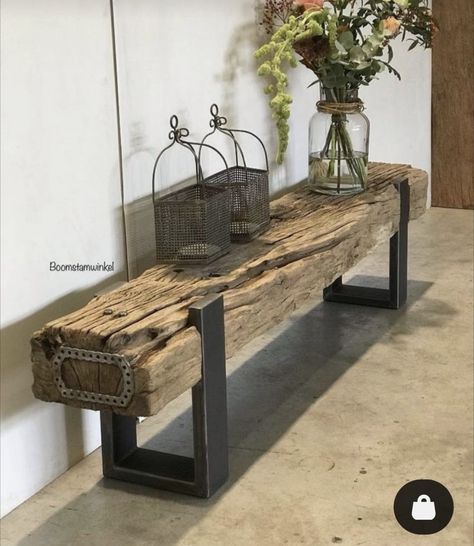 House Outdoor, Metal Furniture Design, Diy Wood Projects Furniture, Wooden Bench, Into The Woods, Diy Furniture Table, Furniture Styles, Metal Furniture, Rustic Furniture