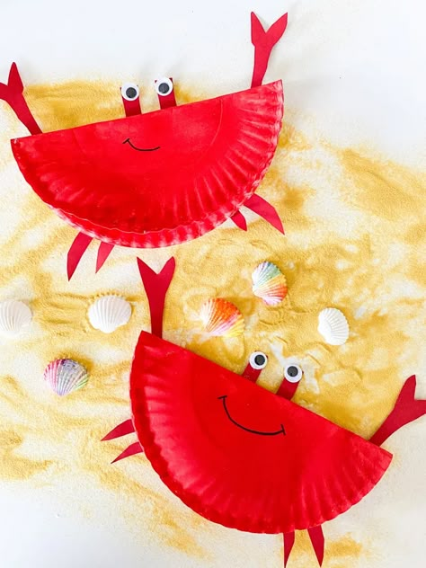 10 CUTE Crab Crafts for Kids - ABCDee Learning Crab Crafts For Kids, Summer Crafts And Activities, Sea Animal Crafts, Crab Crafts, Under The Sea Crafts, Crab Art, Paper Plate Crafts For Kids, Sea Crafts, Fish Crafts