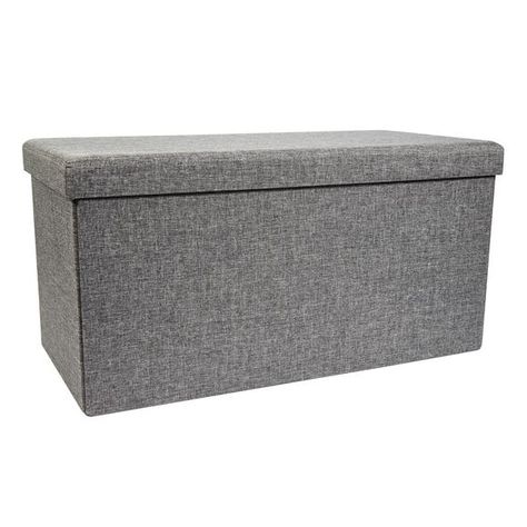 Living Room Extra Seating, Foldable Ottoman, Rectangular Ottoman, Linen Ottoman, Grey Ottoman, Foldable Storage, Space Saving Storage, Spare Room, New Living Room