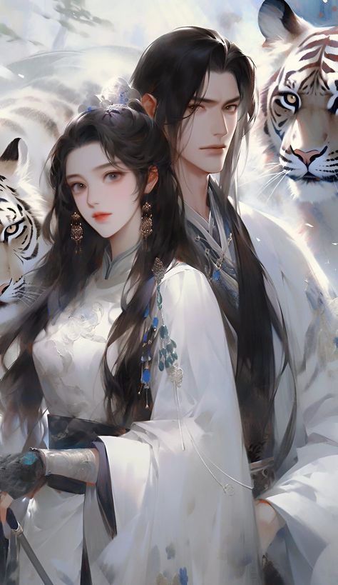 Romantic Stories, King Art, King And Queen, Chinese Characters, White Tiger, Reference Images, Art Anime, King Queen, Chinese Art