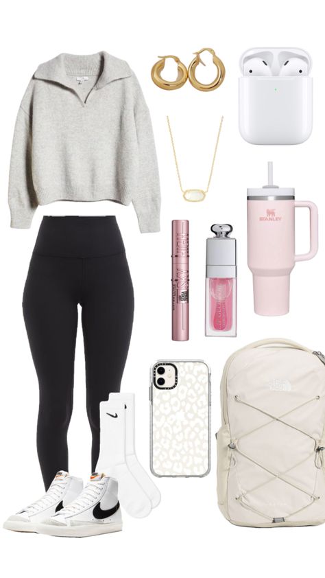 Lazy school fit 🤍 Cute School Outfits With Leggings, Cute Lazy Day Outfits For Winter, Easy Cute Outfits For School, Anaya Core, Comfy School Outfits Lazy Days, Comfy Fits For School, Cute Lazy Day Outfits For School, Lazy Day Outfits For School, Lazy School Outfit