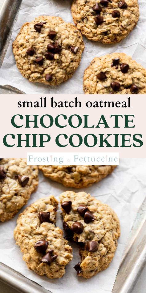 Small Batch Cookies Oatmeal, Small Batch Oatmeal Chocolate Cookies, Small Batch Oatmeal Chocolate Chip, Small Batch Oatmeal Chocolate Chip Cookies, Oatmeal Raisin Cookies Small Batch, Oatmeal Cookie For One, Rolled Oats Cookie Recipe, Oatmeal Chocolate Chip Recipe, Oatmeal Cookies Small Batch