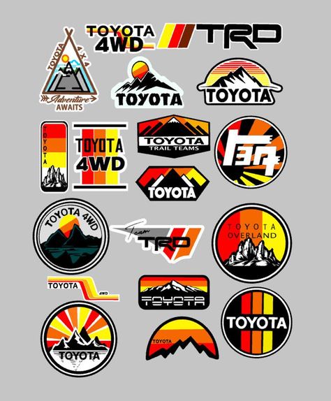 Toyota Emblem, Car Sticker Design, Toyota Logo, Toyota 4x4, Retro Logos, Toyota Trucks, Off Road, Fj Cruiser, Buick Logo