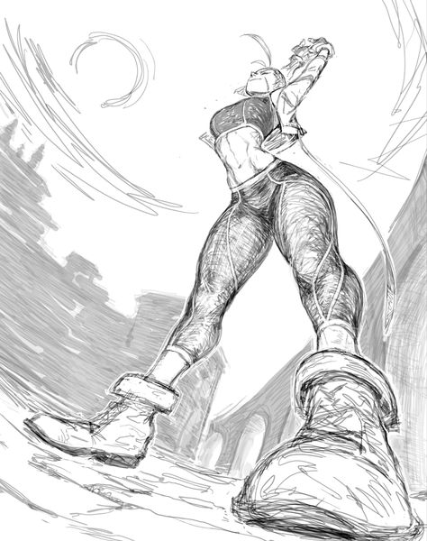 Cammy Street Fighter, Street Fighter Characters, Perspective Drawing Lessons, Capcom Art, Street Fighter Art, Human Anatomy Art, White Drawing, Perspective Art, Figure Drawing Reference