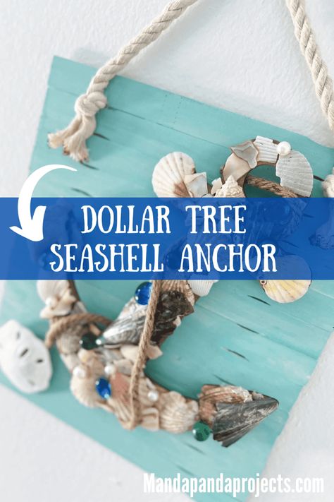 It’s beachy, it’s coastal, it’s nautical…..it’s a Dollar Tree Seashell Anchor! This gorgeous and affordable piece of DIY Decor can be used to decorate for summer in your home, or year round in your beach home. Whatever you decide to make it for, one things for sure, people will be asking “Where did you buy that!?” Diy Nautical Decor Dollar Stores, Dollar Tree Beach Decor Diy, Handmade Beachy Shell For Beach Season, Dollar Tree Anchor Wreath Form, Dollar Tree Ocean Decor, Nautical Decor Diy, Ocean Themed Dream Catcher, Ocean Diy, Vbs Craft